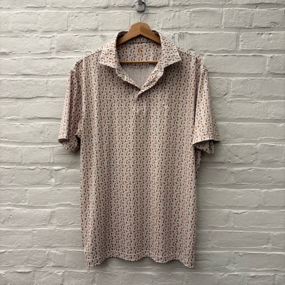 Rhoback || Orange Crush Polo Performance Golf Shirt Drink Cocktails Large - Picture 2 of 8